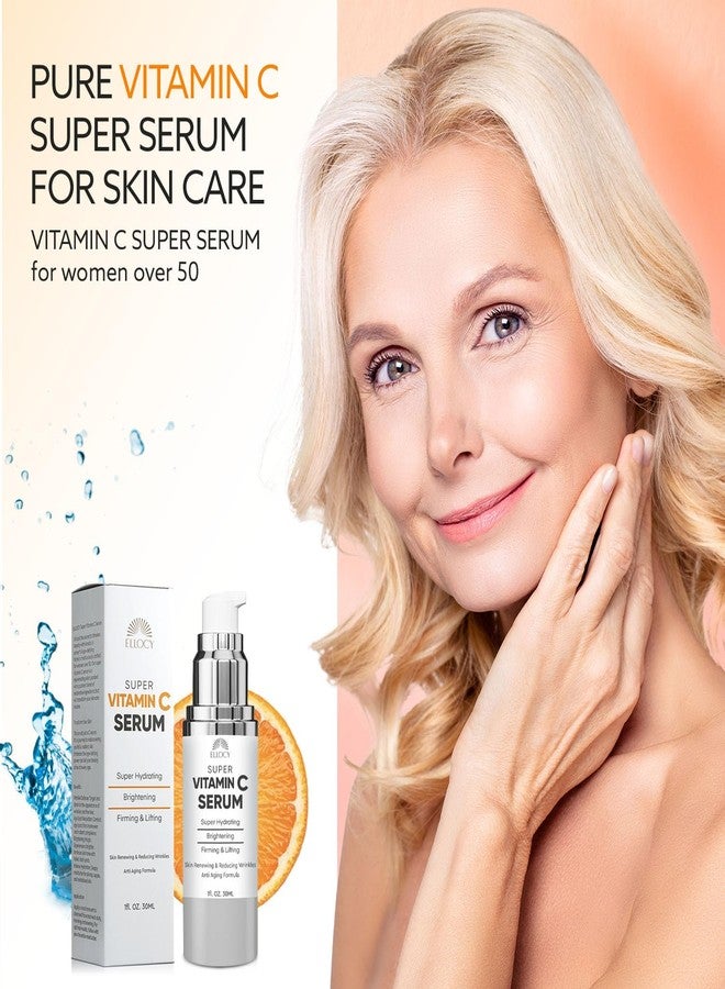 Ellocy Super Vitamin C Serum for Women Over 70: Vitamin C Vitamin E Hyaluronic Acid Caffeine Hydrating - Hydrates Firms Lifts Smooths Targets Age Spots Wrinkle - All In One Formula for Mature Skin 30ml - Image 2